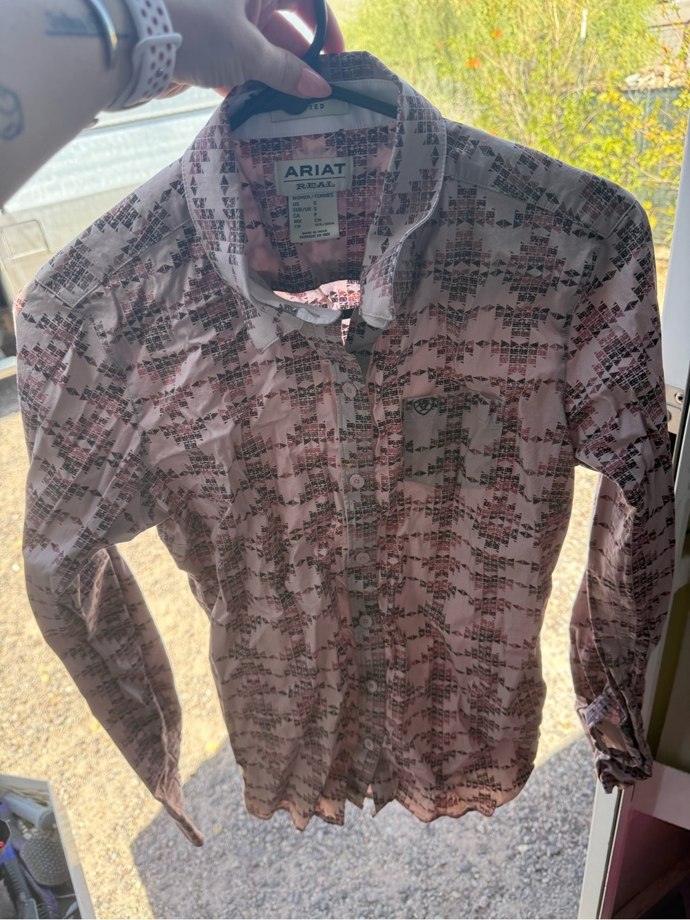 Ariat Light Pink Geometric Print Button-Up Shirt